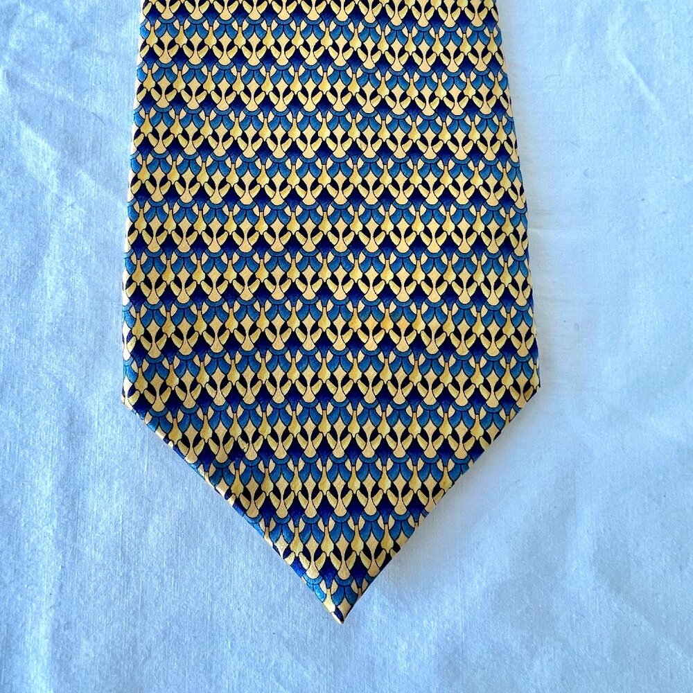 Stonehenge Silk Homemade Tie, Yellow and Blue, In Like New Condition
